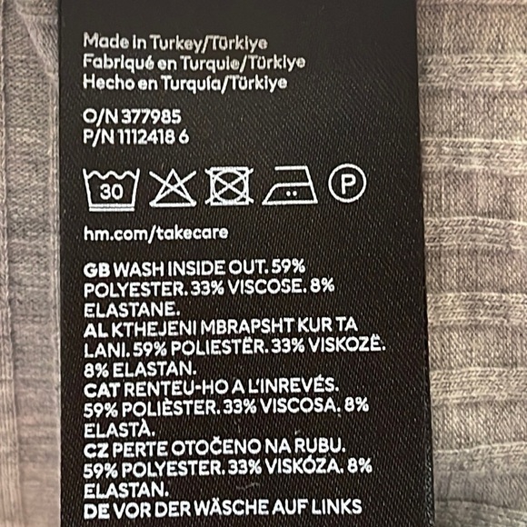 H&M Gray Ribbed Long Sleeve Crew Neck Top Sz. MD - Picture 7 of 7